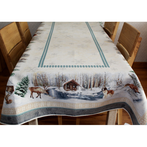 Gobelínový obrus Zima na jareze  100x100cm