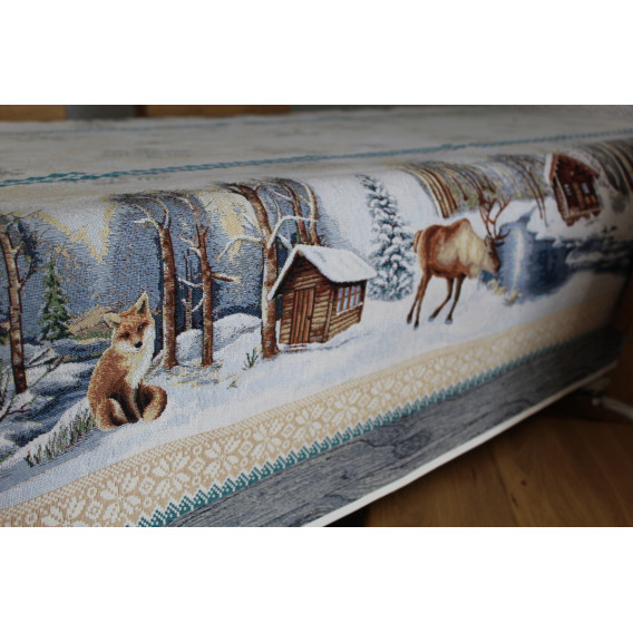 Gobelínový obrus Zima na jezere 100x100cm