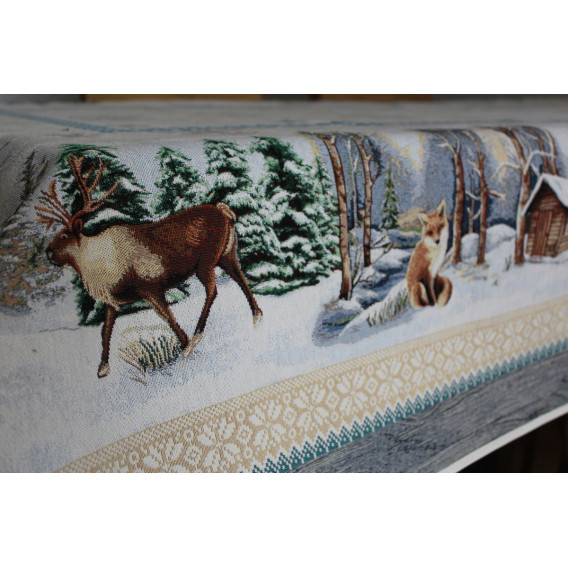 Gobelínový obrus Zima na jareze  100x100cm