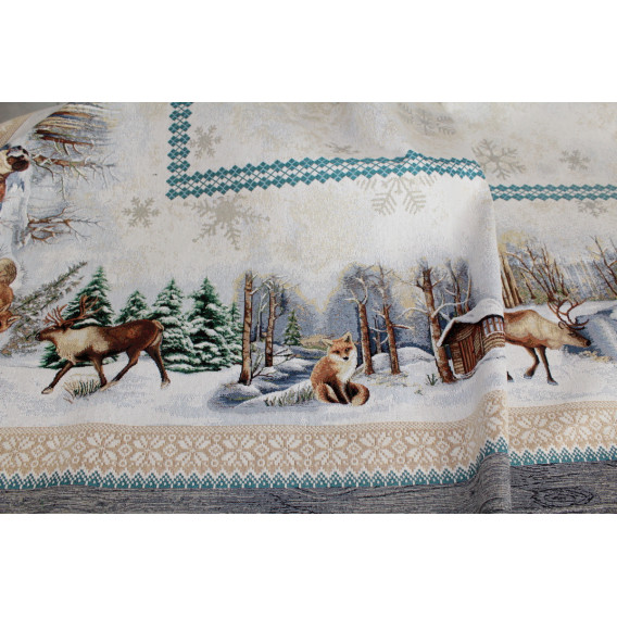 Gobelínový obrus Zima na jezere 100x100cm