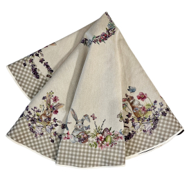 Gobelínový veľkonočný obrus Zajačiky v levanduli  kruh 140cm