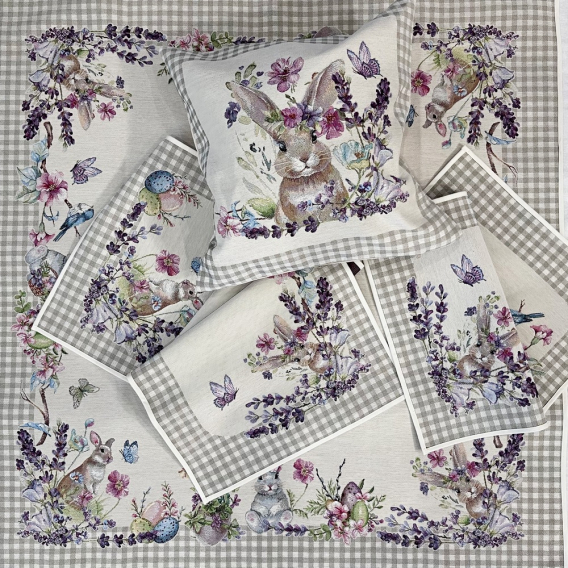 Povlak zajíčky v levanduli 45x45cm