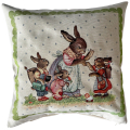 Obliečka na vankúš Zajačia rodinka - zelená   45x45cm