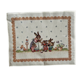 Gobelínový veľkonočný obrus Zajačia rodinka - hnedá  40x50cm
