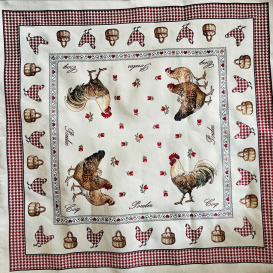 Gobelínový velikonoční ubrus  Slepice a kuřata - hnědá 100x100cm