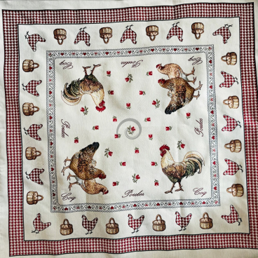 Gobelínový veľkonočný obrus Sliepky a kohúty  100x100cm