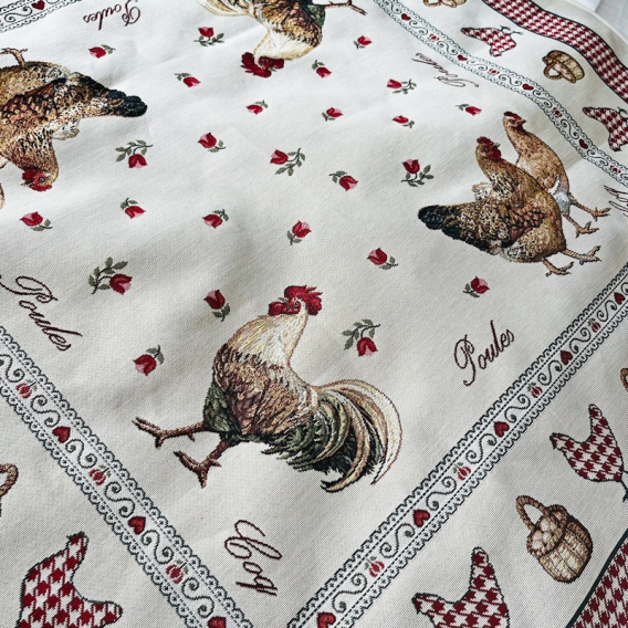 Gobelínový veľkonočný obrus Sliepky a kohúty  100x100cm