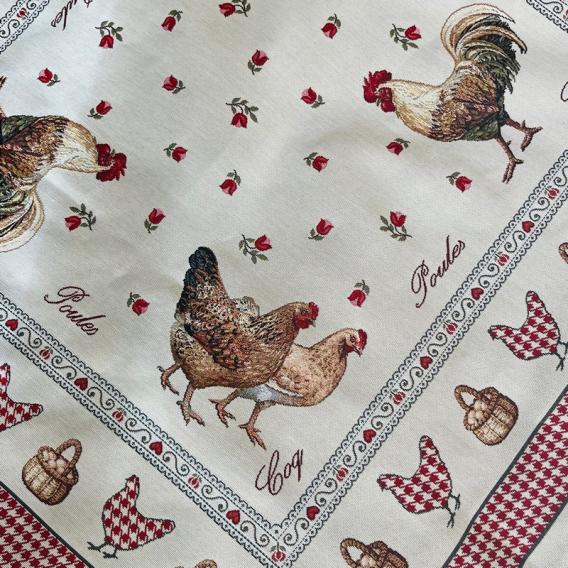 Gobelínový veľkonočný obrus Sliepky a kohúty  100x100cm