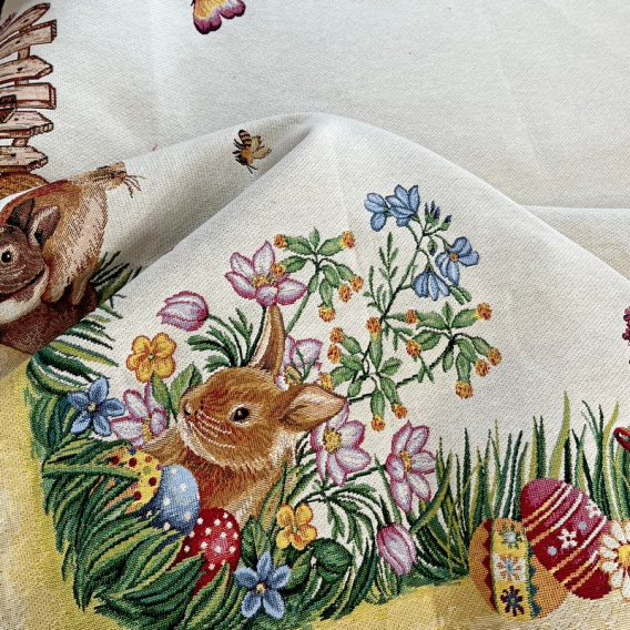 Gobelínový obrus Zajačiky za plotom 140x140cm