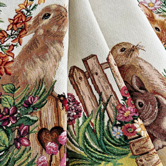 Gobelínový obrus Zajačiky za plotom 140x140cm