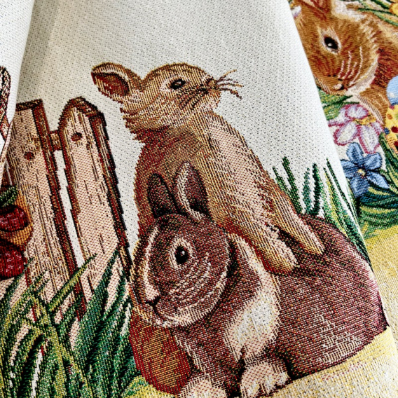 Gobelínový ubrus Zajace za plotem 140x140cm
