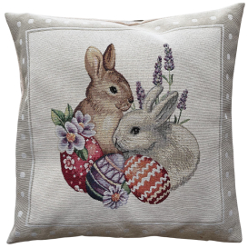 Gobelínová obliečka Bodkovaná Veľká noc- mokka 45x45cm