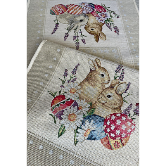 Gobelínový veľkonočný obrus Bodkovaná Veľká noc-mokka 40x100cm