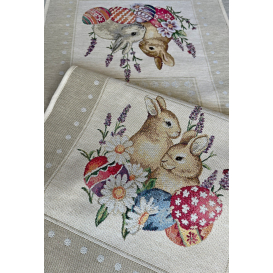 Gobelínový velikonoční ubrus  Tečkované velikonoce-mokka  40x100cm