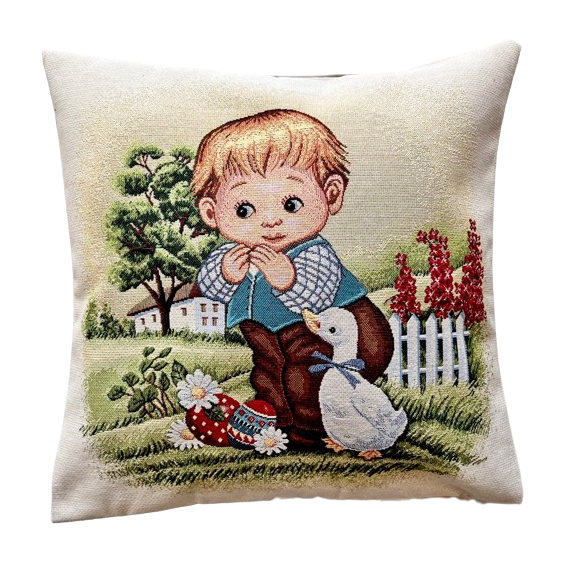 Gobelínová povlak Chlapeček s vajíčkem  45x45cm