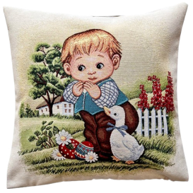 Gobelínová obliečka Chlapček s vajíčkom  45x45cm