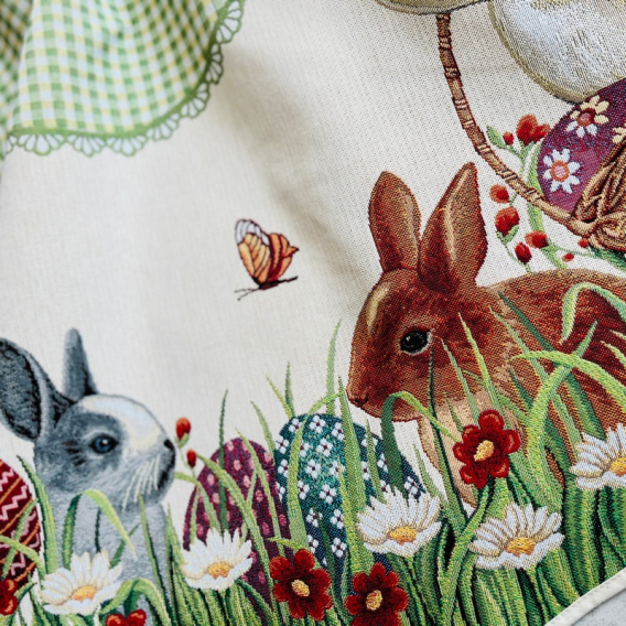 Gobelínový veľkonočný obrus Zajačik na lúke 100x100cm