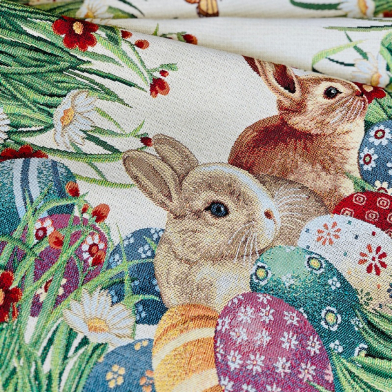 Gobelínový veľkonočný obrus Zajačik na lúke 100x100cm