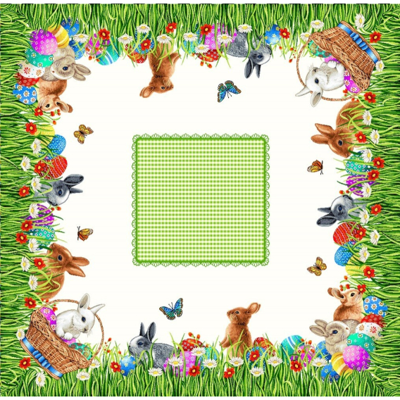 Gobelínový velikonoční ubrus  Zajíc na louce 100x100cm