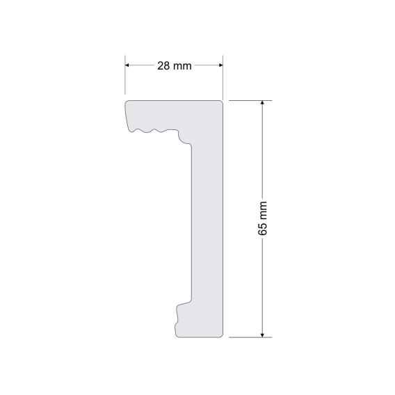 Garnižová krycia lišta PS65 28x65x200mm