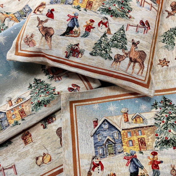 Gobelinový obrus Zimné radovánky 100x100cm