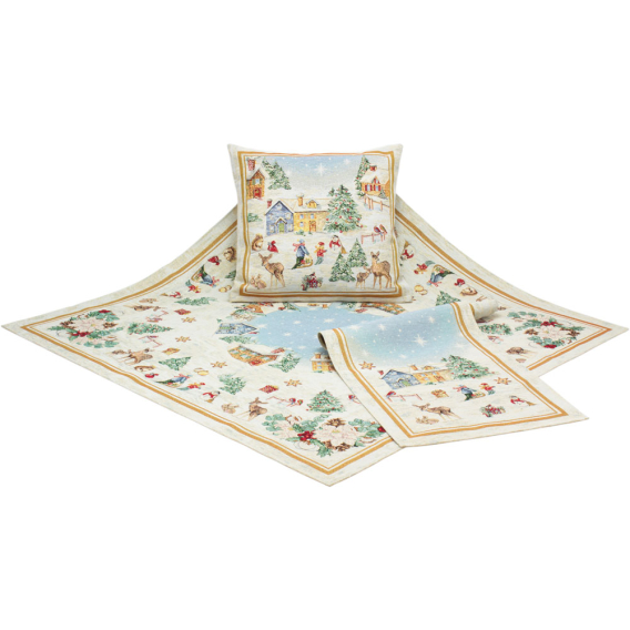 Gobelinový obrus Zimné radovánky  100x100cm