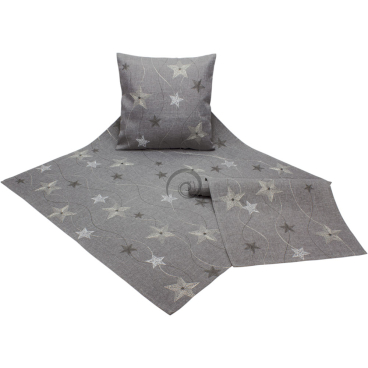 Vánočný vyšívaný ubrus šedý - hviezdy 5136 85x85cm