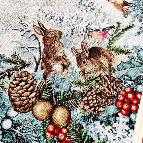 Gobelínový obrus Lesné zvieratká v zime 100x100cm