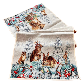 Gobelínový obrus Lesné zvieratká v zime 40x100cm