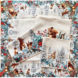 Gobelínový obrus Lesné zvieratká v zime 35x50cm