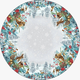 Gobelínový obrus Lesné zvieratká v zime kruh 140cm
