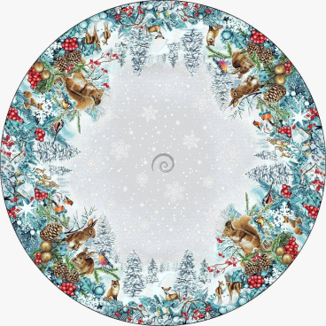 Gobelínový obrus Lesné zvieratká v zime kruh 140cm
