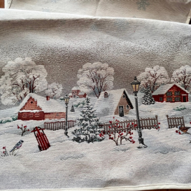 Gobelínový obrus Zima v dedine  40x100cm