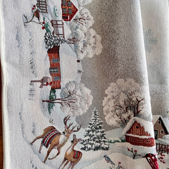 Gobelínový obrus Zima ve věsnici 100x100cm