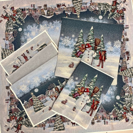 Gobelinový obrus Stavanie snehuliaka 2 40x100cm