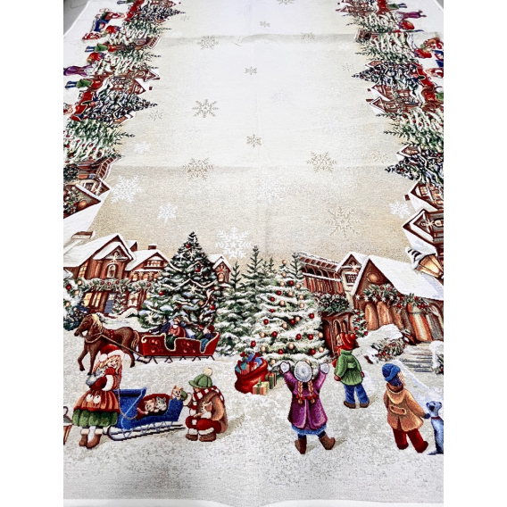 Gobelinový obrus Mikuláš v meste 2 140x180cm