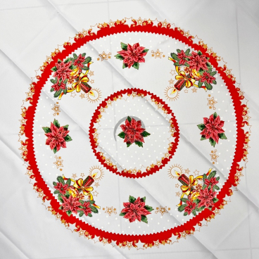 Vianočný obrus teflónový sviečky červený kruh 155cm