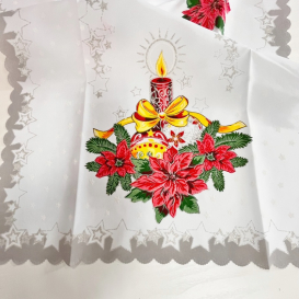 Vianočný obrus teflónový sviečky sivé 50x100cm