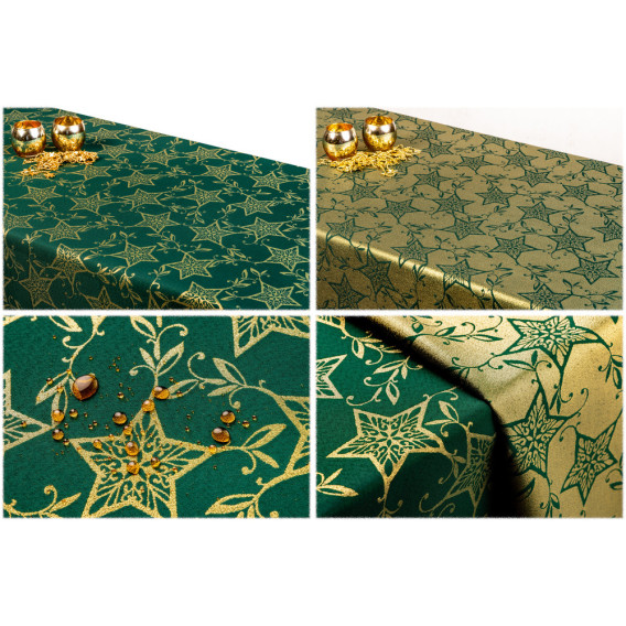 Oboustranný teflonový ubrus Štedrý večer zeleno/zlatý