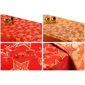 Obojstranný teflónový obrus Štedrý večer červeno/zlatý