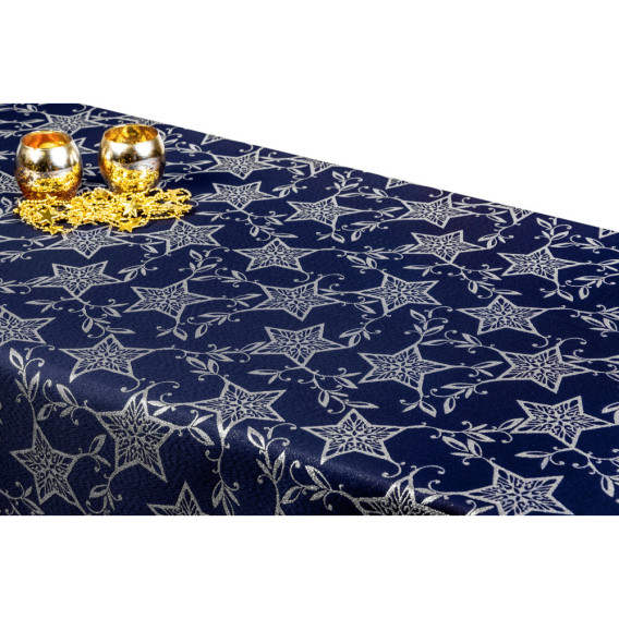 Obojstranný teflónový obrus Štedrý večer modro/strieborný