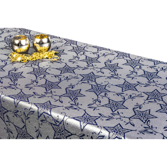 Obojstranný teflónový obrus Štedrý večer modro/strieborný