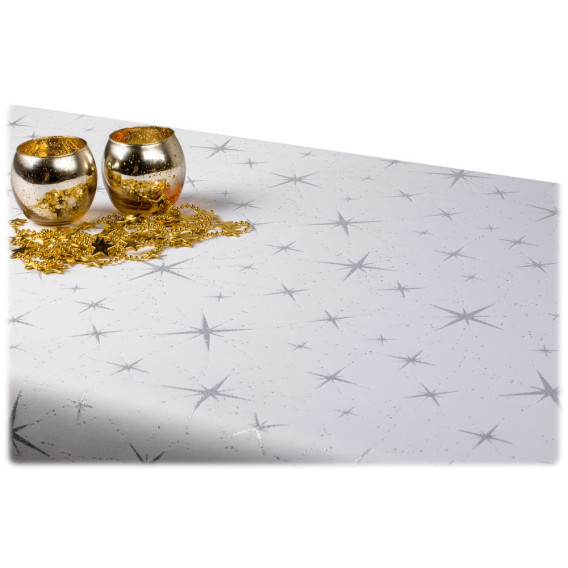 Obrus teflónový obojstranný strieborný Hviezda nová