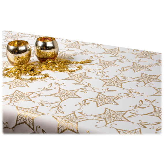 Vianočný obojstranný teflónový obrus zlatý Hviezdy