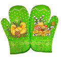 Kuchynské rukavice s magnetom veľkonočné kuriatko/pár - zelená