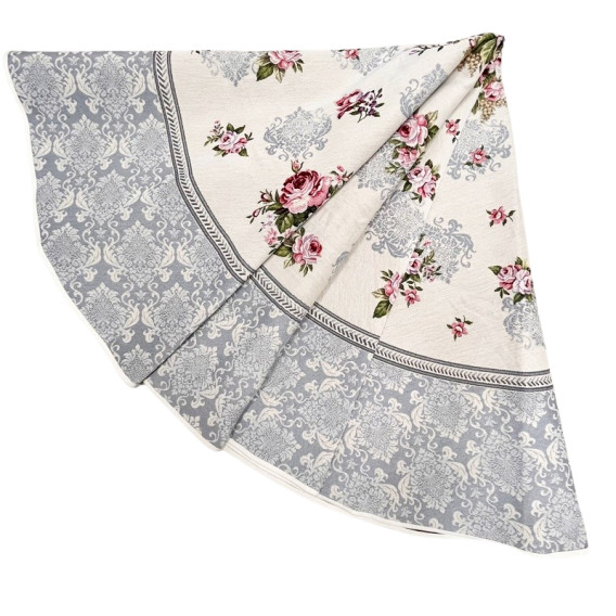 Gobelínový obrus Romantické kvety sivé kruh 165cm