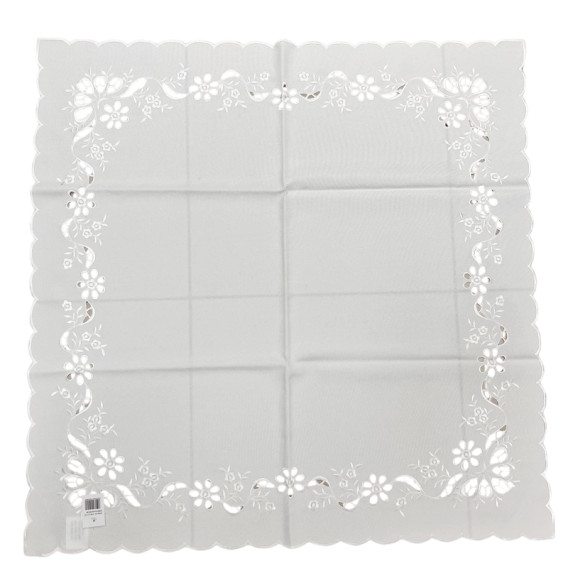 Vyšívaný obrus biely s bielou výšivkou 5194 85x85cm