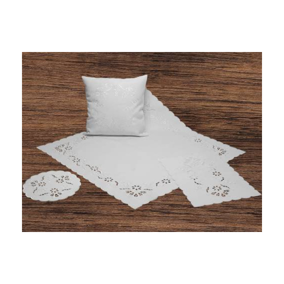 Vyšívaný ubrus bíly s bílou výšivkou 5194 85x85cm