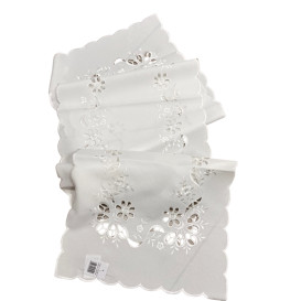 Vyšívaný obrus biely s bielou výšivkou 5194 40x160cm