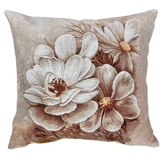 Gobelínová obliečka hnedé kvety 45x45